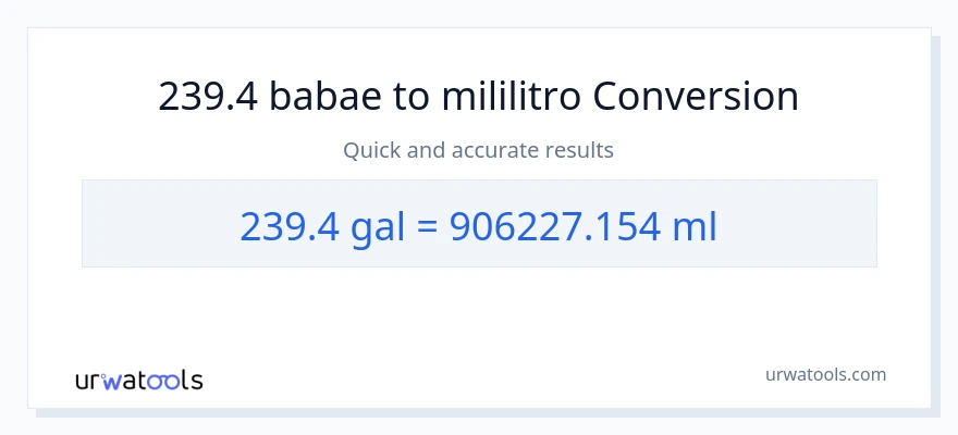 239.4 Mga galon patungong mga mililitro na conversion