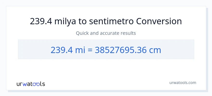 239.4 milya patungong Mga Sentimetro na conversion