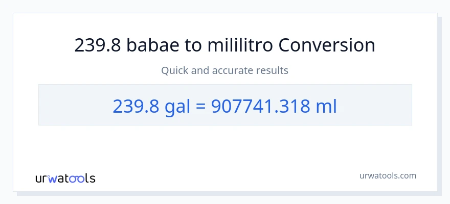 239.8 Mga galon patungong mga mililitro na conversion