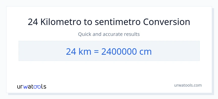 24 Kilometro patungong Mga Sentimetro na conversion