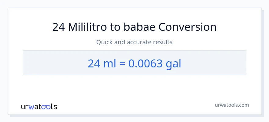 24 mga mililitro patungong Mga galon na conversion