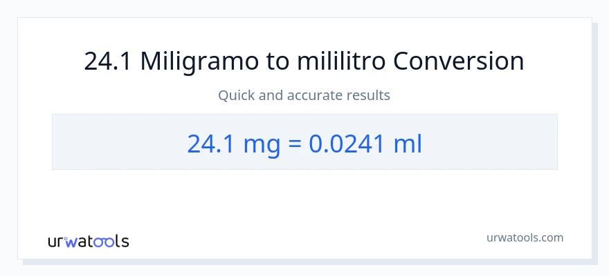 24.1 miligramo patungong mga mililitro na conversion