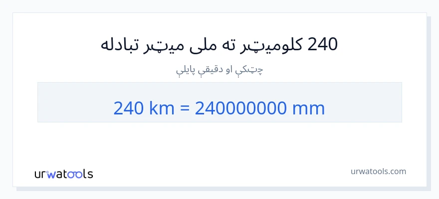 240 کیلومتره ته ملی متره بدلون