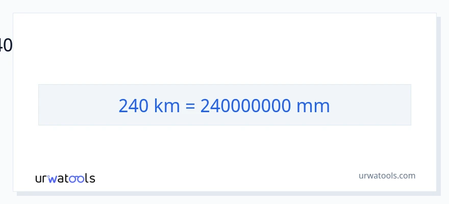 240 கிலோமீட்டர்கள் இலிருந்து மில்லிமீட்டர்கள் வரை மாற்றம்