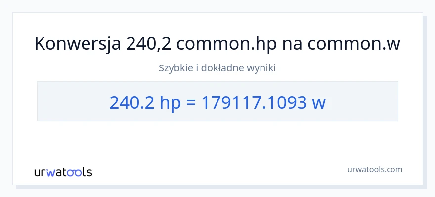 Konwersja 240.2 moc w koniach mechanicznych do watów
