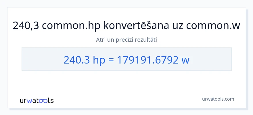 240.3 zirgspēki uz vati konversiju