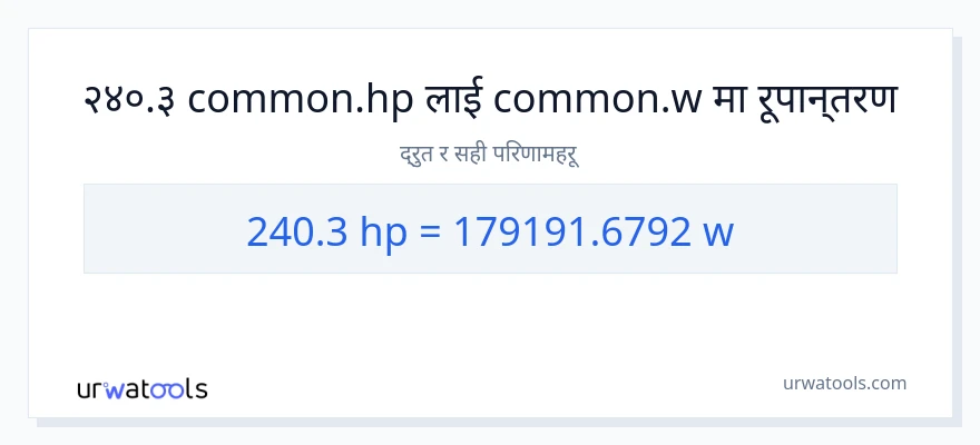 240.3 अश्वशक्ति बाट वाटहरू सम्म रूपान्तरण