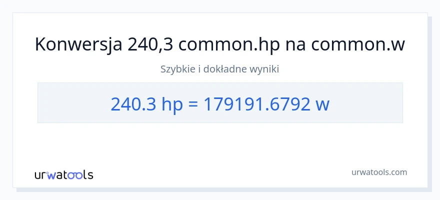 Konwersja 240.3 moc w koniach mechanicznych do watów