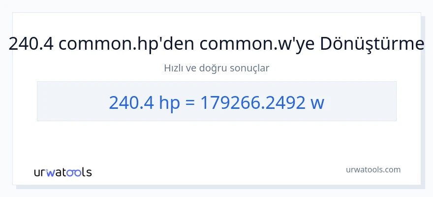 240.4 beygir gücü'den watt'e dönüşüm