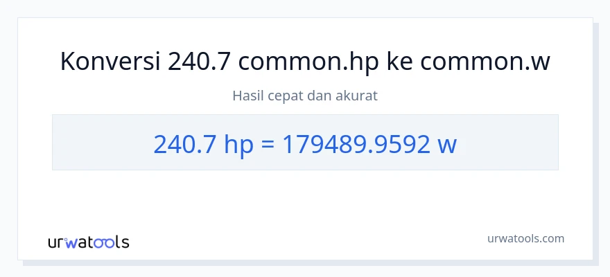 Konversi 240.7 daya kuda ke watt