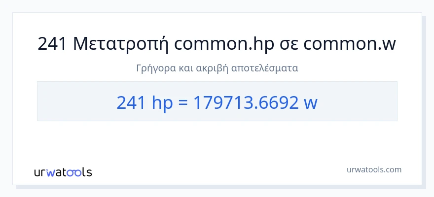 Μετατροπή 241 ιπποδύναμη σε βατ