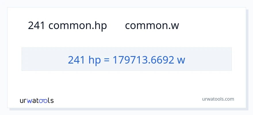 241 હોર્સપાવર થી વોટ્સ રૂપાંતર
