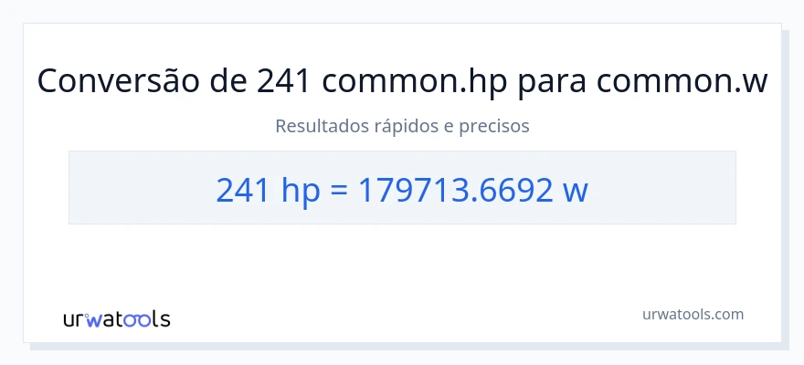 Conversão de 241 cavalos de potência para watts