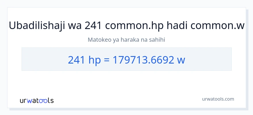 Ubadilishaji wa 241 farasi hadi wati