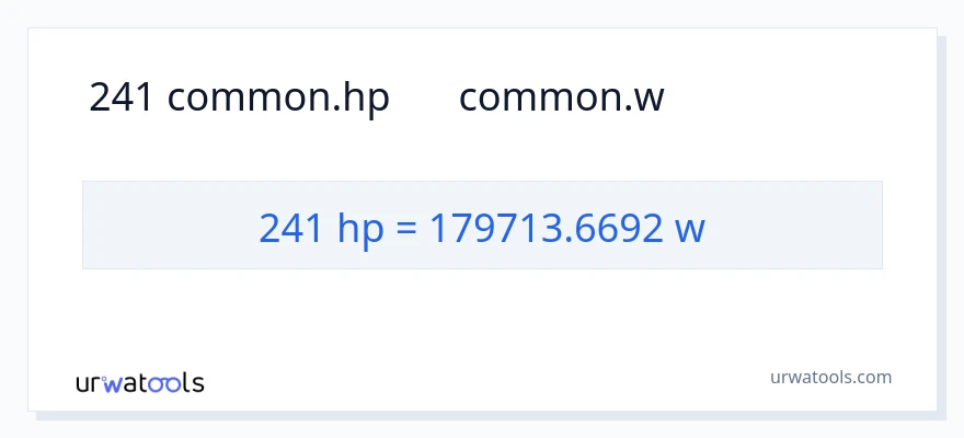 241 ہارس پاور سے واٹ کی تبدیلی