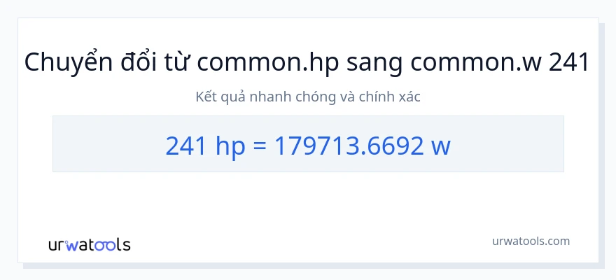 Chuyển đổi 241 mã lực sang watt