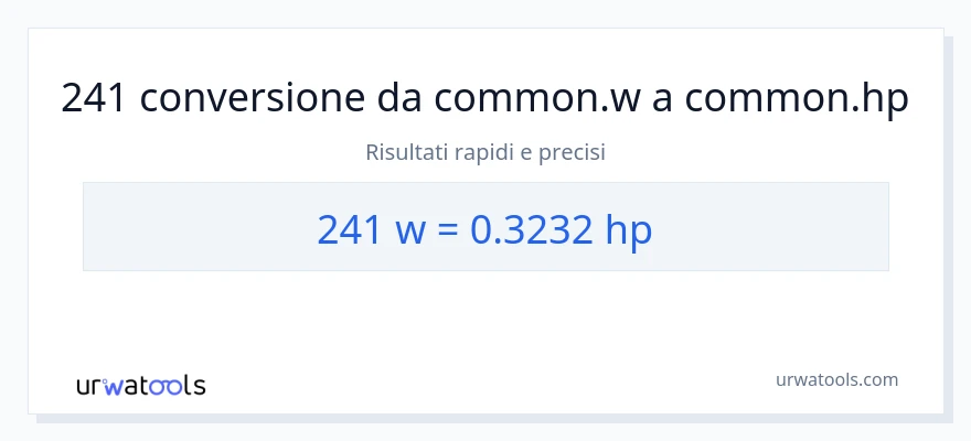 Conversione da 241 watt a potenza