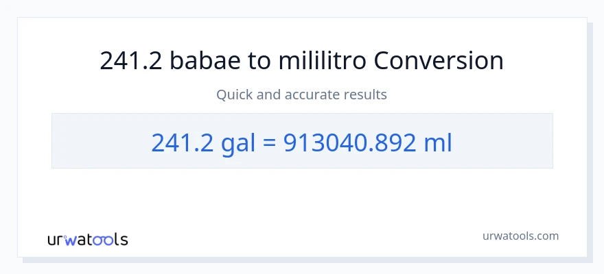 241.2 Mga galon patungong mga mililitro na conversion