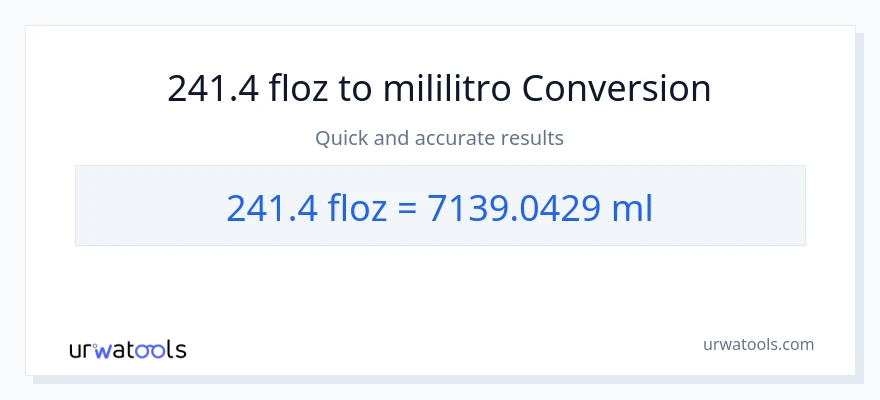 241.4 mga onsa ng likido patungong mga mililitro na conversion