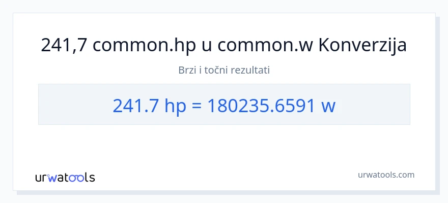 Konverzija od konjske snage do vati: 241.7