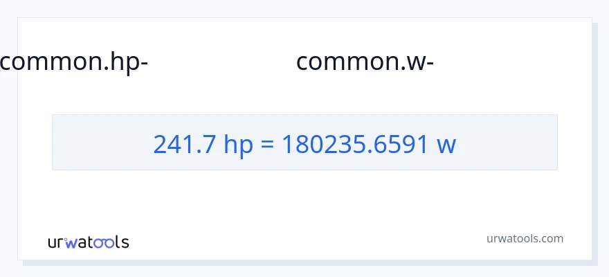 241.7 കുതിരശക്തി ൽ നിന്ന് വാട്ട്സ് ലേക്ക് പരിവർത്തനം