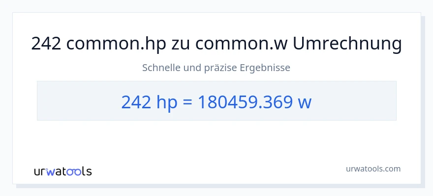 242 PS zu Watt Umwandlung