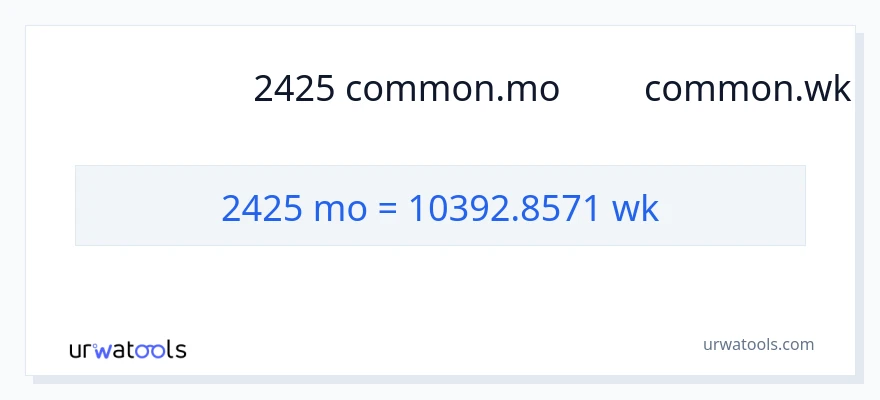 การแปลง 2425 หลายเดือน เป็น สัปดาห์