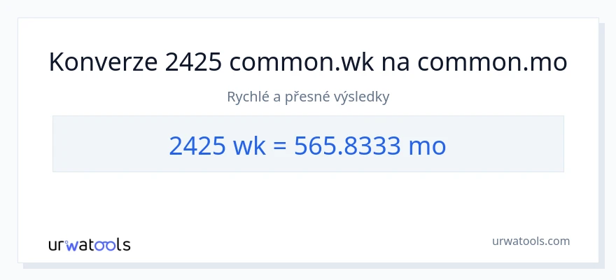 Konverze z týdny na měsíce: 2425