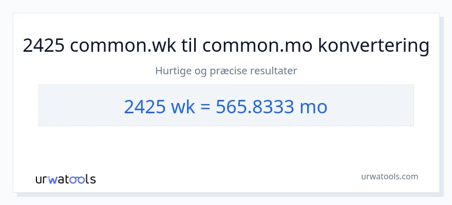 2425 uger til måneder konvertering