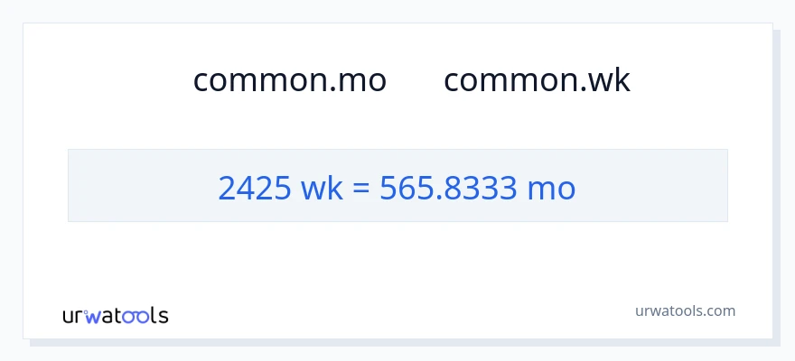 تبدیل 2425 هفته‌ها به ماه‌ها