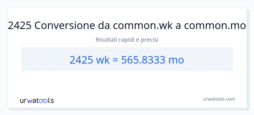 Conversione da 2425 settimane a mesi