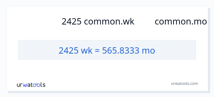 การแปลง 2425 สัปดาห์ เป็น หลายเดือน