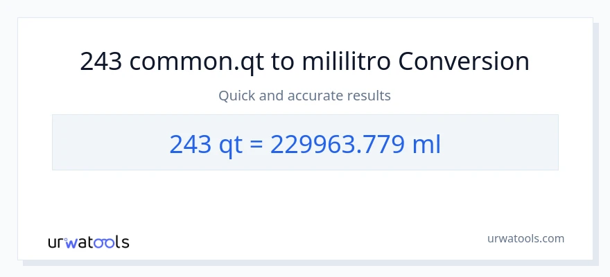 243 Quarts patungong mga mililitro na conversion