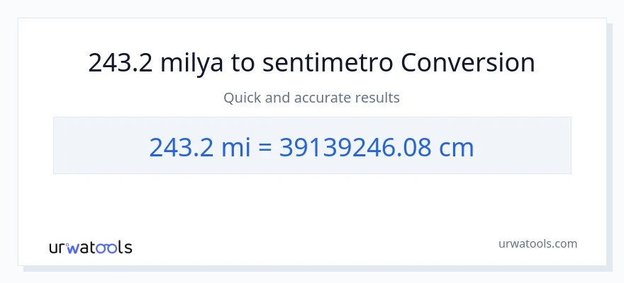 243.2 milya patungong Mga Sentimetro na conversion
