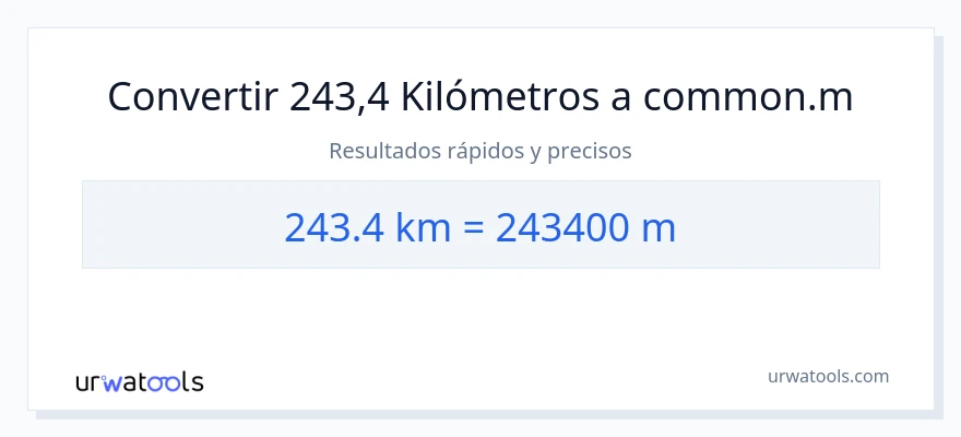 Conversión de 243.4 kilómetros a Metros