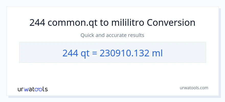 244 Quarts patungong mga mililitro na conversion