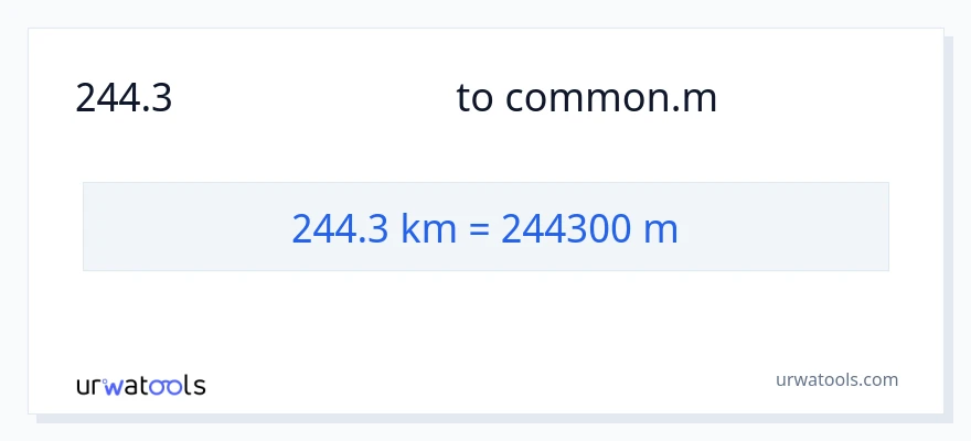 244.3 கிலோமீட்டர்கள் இலிருந்து மீட்டர்கள் வரை மாற்றம்