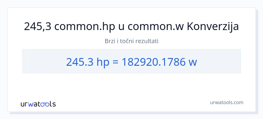 Konverzija od konjske snage do vati: 245.3