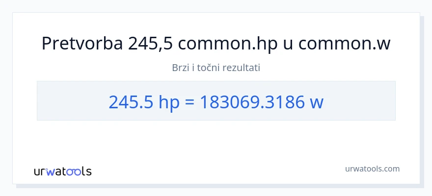 Konverzija od konjske snage do vati: 245.5