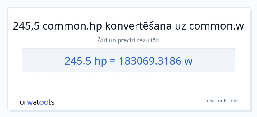 245.5 zirgspēki uz vati konversiju