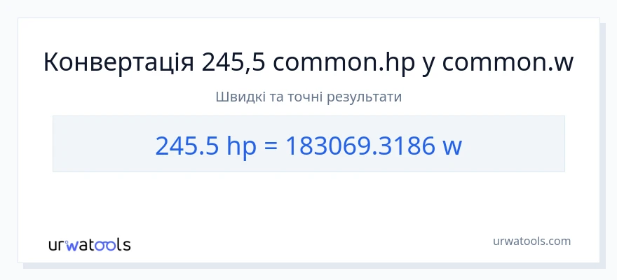 Конверсія з кінська сила у вати: 245.5