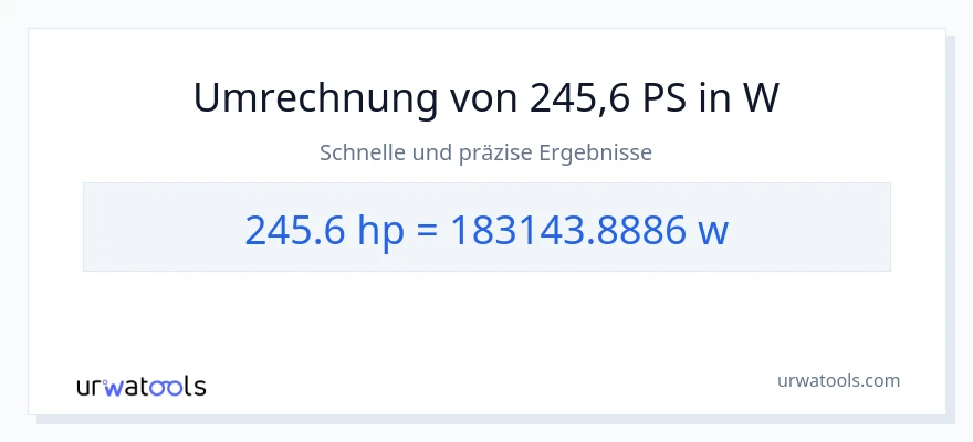 245.6 PS zu Watt Umwandlung