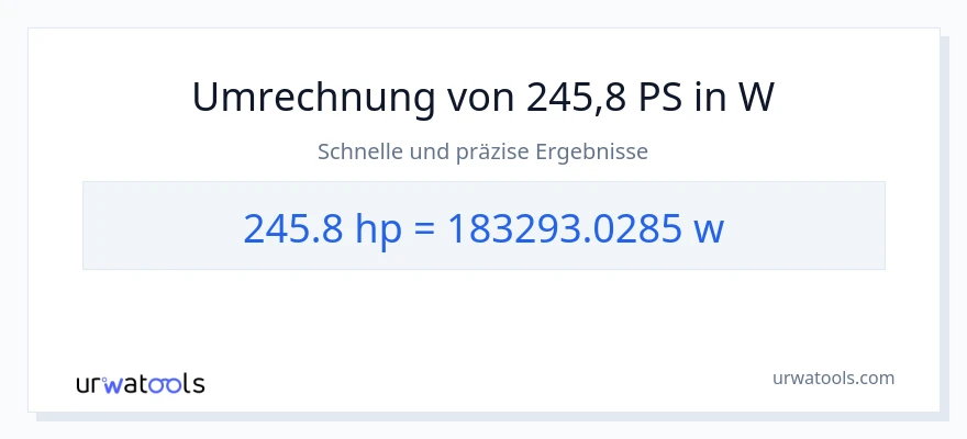 245.8 PS zu Watt Umwandlung