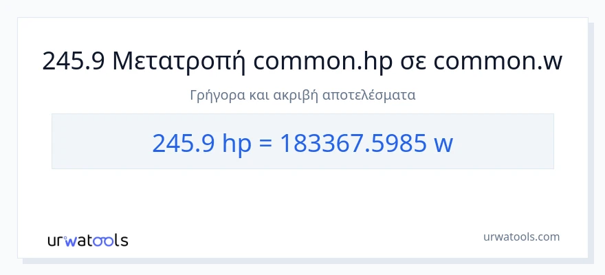Μετατροπή 245.9 ιπποδύναμη σε βατ
