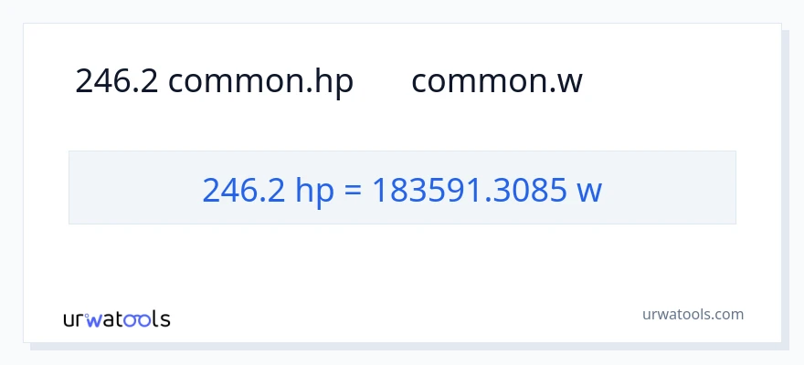 246.2 હોર્સપાવર થી વોટ્સ રૂપાંતર