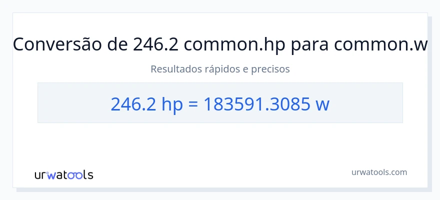 Conversão de 246.2 cavalos de potência para watts