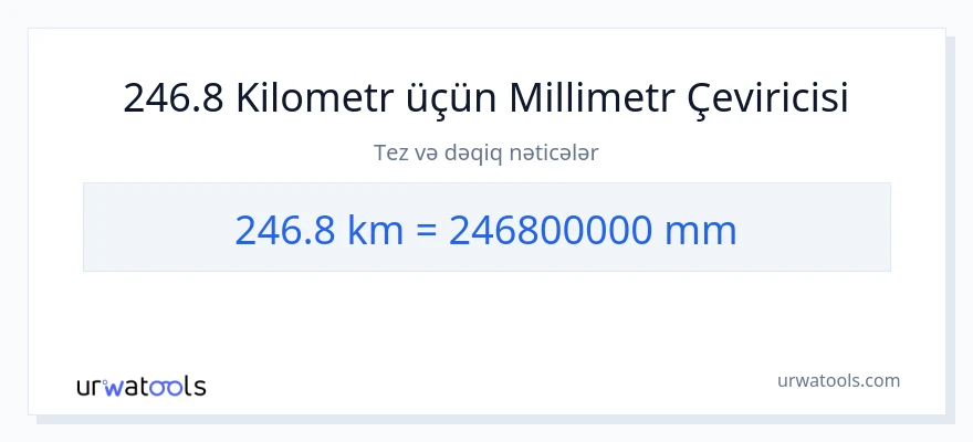 246.8 kilometr-dən millimetr-ə çevrilmə