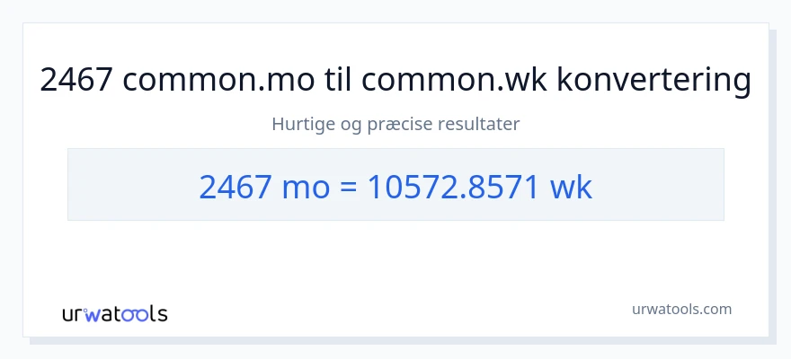 2467 Måneder til Uger konvertering