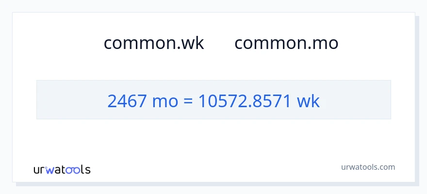 تبدیل 2467 ماه‌ها به هفته‌ها