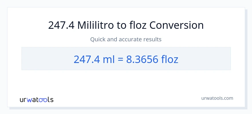 247.4 mga mililitro patungong mga onsa ng likido na conversion